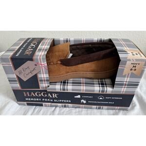 Haggar Microsuede Venetian Slipper Men Memory Foam Indoor Outdoor Brown Size 8-9